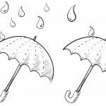 Raindrop Coloring Pages Two Umbrellas Sketch