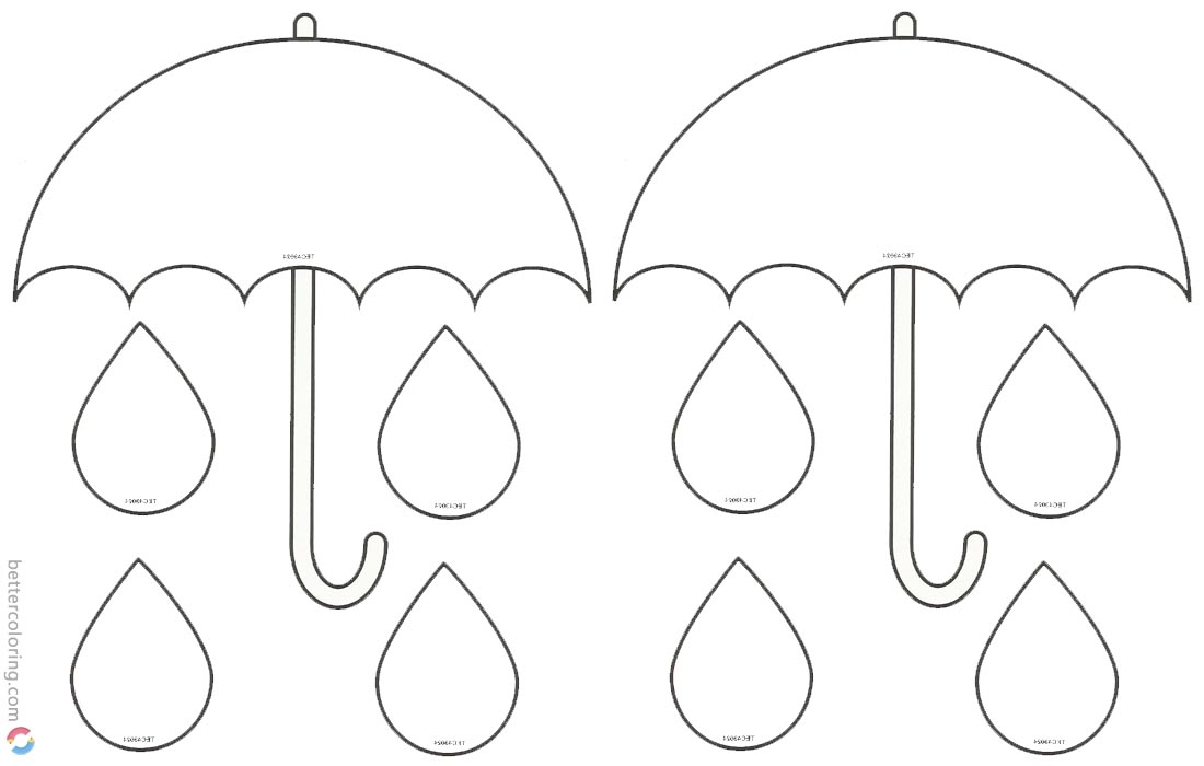 Free Raindrop Coloring Pages Umbrella Template for Preschool printable for ...