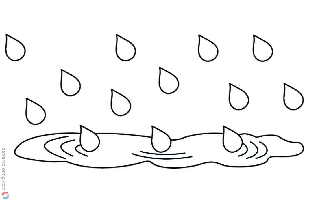 Raindrop Coloring Pages Water Puddle printable for free