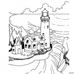 Realistic Lighthouse Coloring Pages Black and White