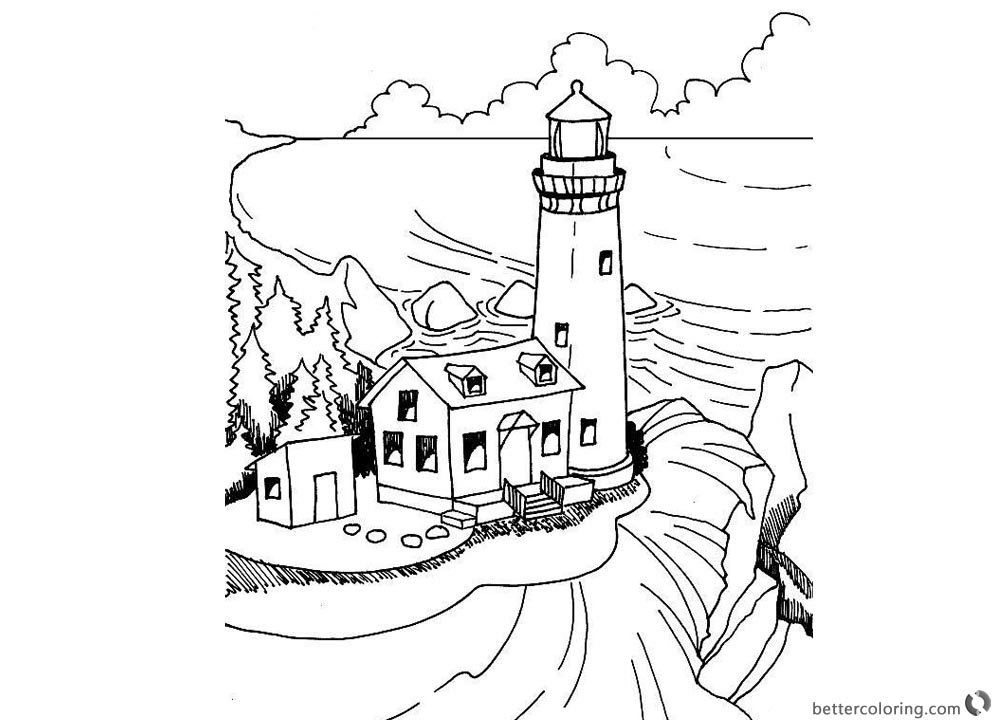 Download Realistic Lighthouse Coloring Pages Black and White - Free Printable Coloring Pages