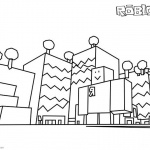 Roblox Coloring Pages Buildings Line Drawing