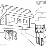 Roblox Minecraft Coloring Pages House and Farm Animal