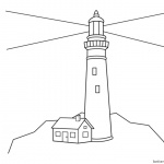 Simple Lighthouse Coloring Pages Outline Drawing