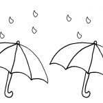 Simple Raindrop Coloring Pages and Umbrella