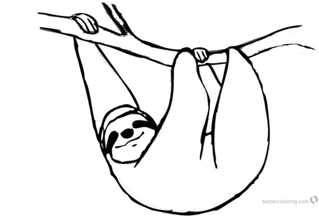 Sloth Coloring Pages Clipart Black and White printable for free