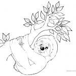 Sloth Coloring Pages Four Sloth Under the Leaves