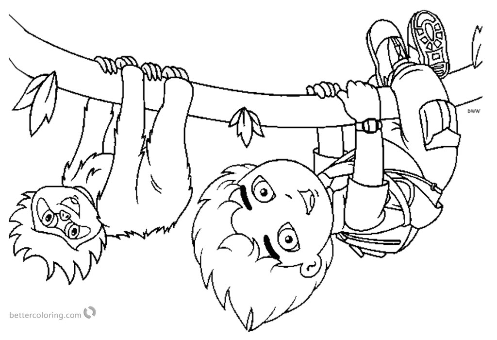 Sloth Coloring Pages Go Diego Go printable for free