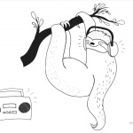 Sloth Coloring Pages Sloth Listen Music