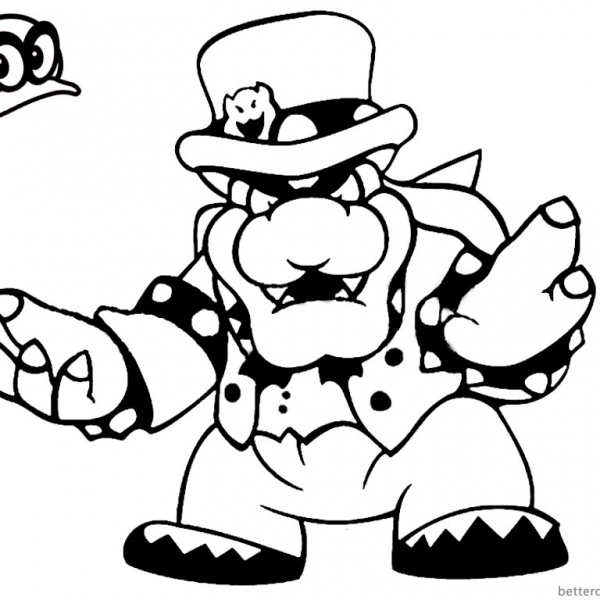 Super Mario Odyssey Coloring Pages New Character Ghost Hat - Free ...
