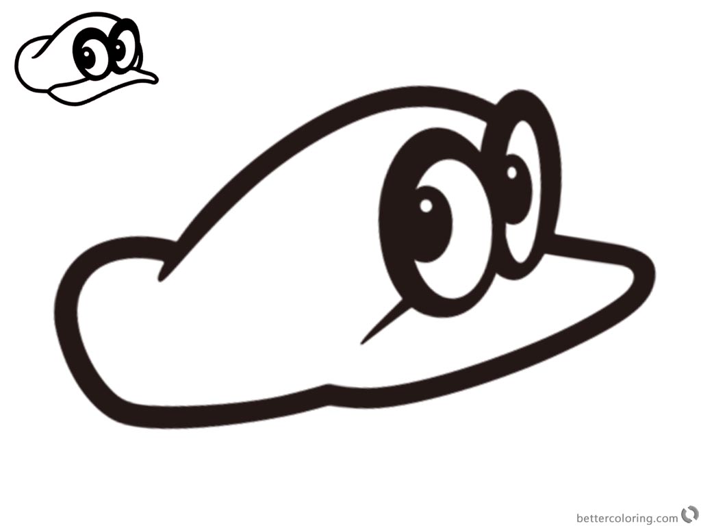 Super Mario Odyssey Coloring Pages Cute Cappy printable for free