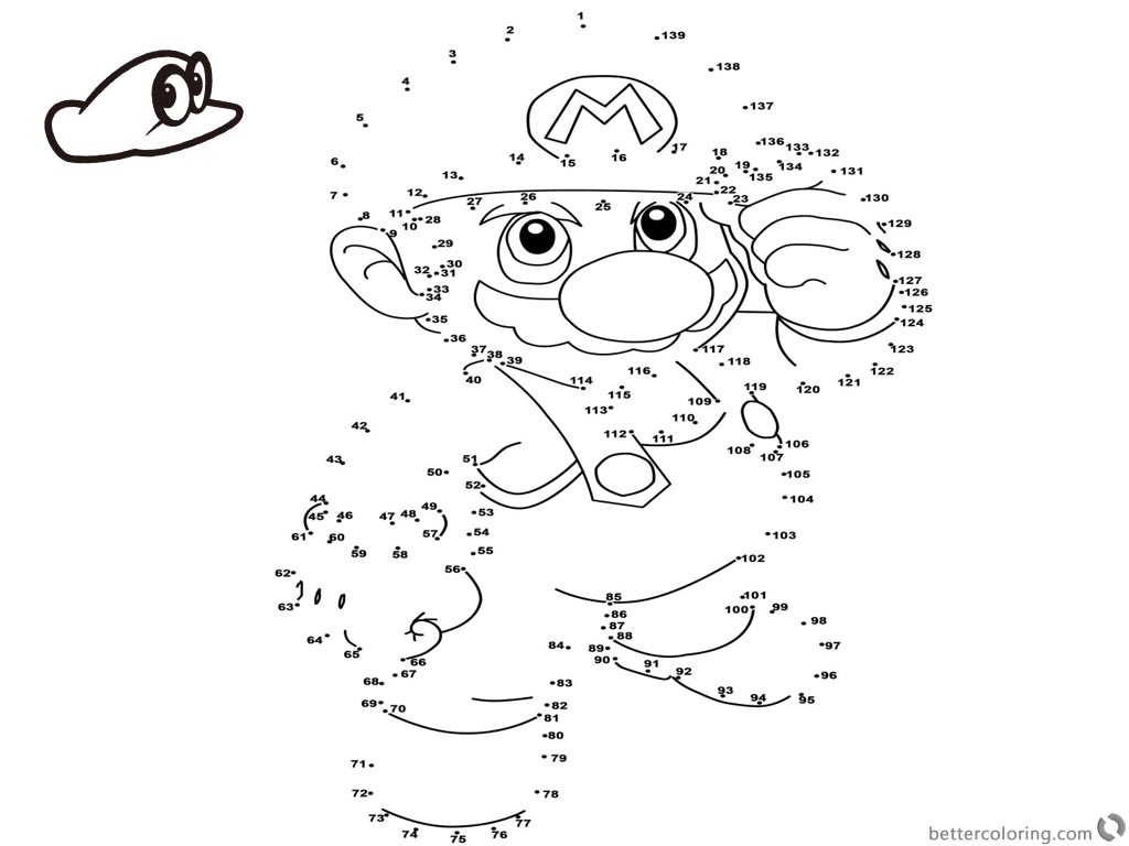 Super Mario Odyssey Coloring Pages Dot to Dot printable for free