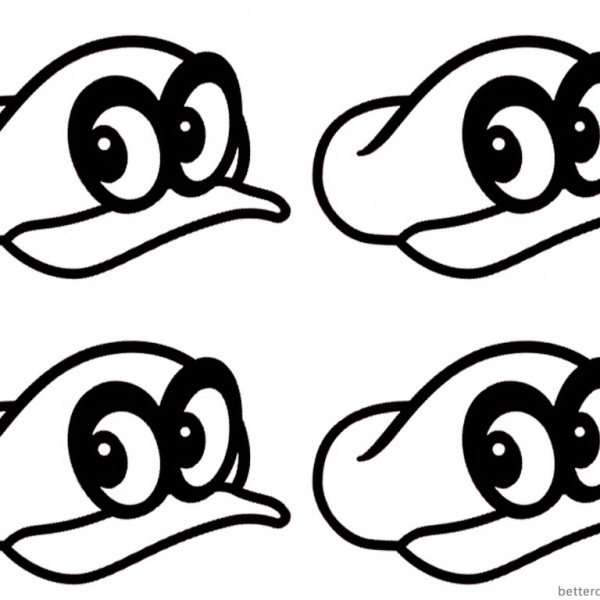 Super Mario Odyssey Four Hats Coloring Page