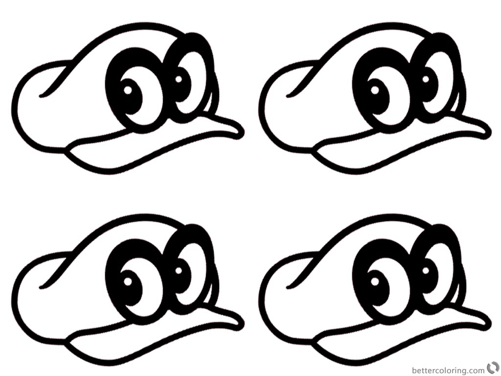Super Mario Odyssey Coloring Pages Four Hats printable for free