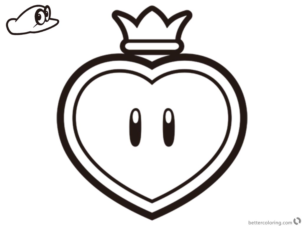 Super Mario Odyssey Coloring Pages Life Up Heart printable for free
