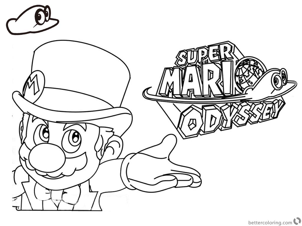 Super Mario Odyssey Coloring Pages Line Art with Logo - Free Printable ...