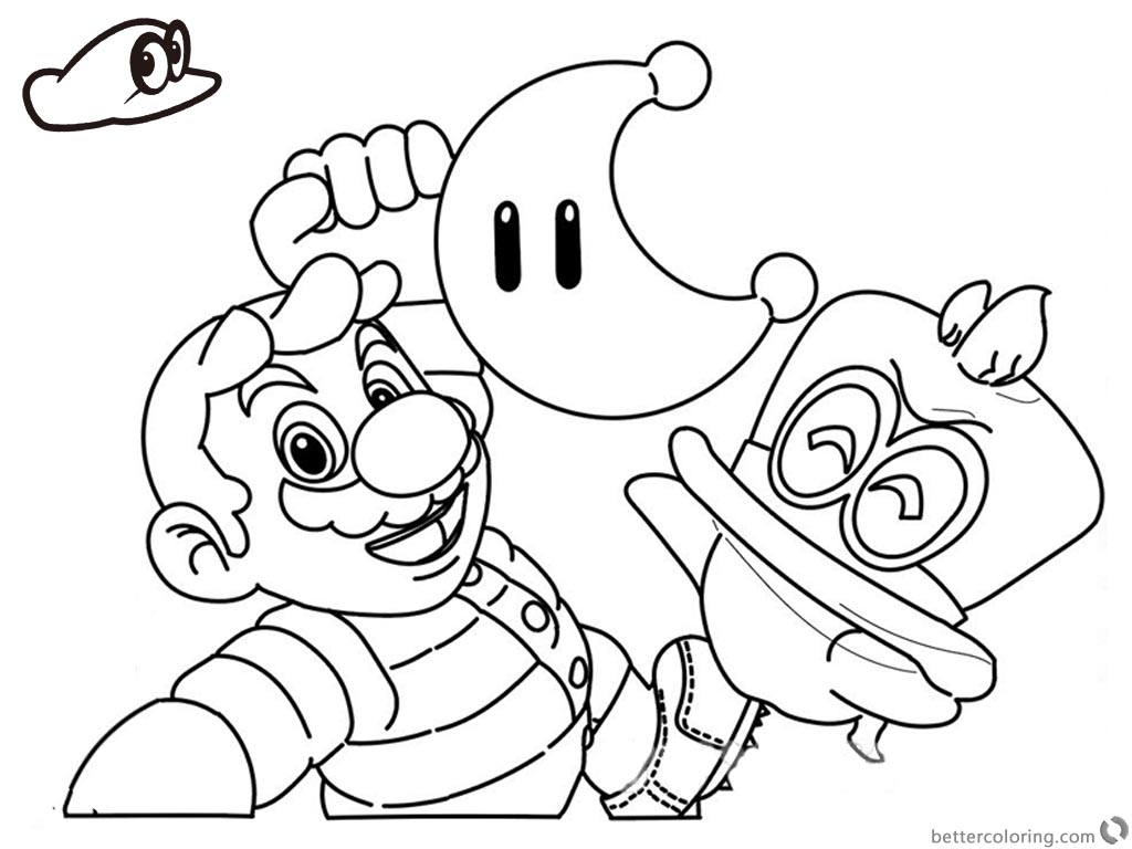 Super Mario Odyssey Coloring Pages Line Drawing - Free Printable