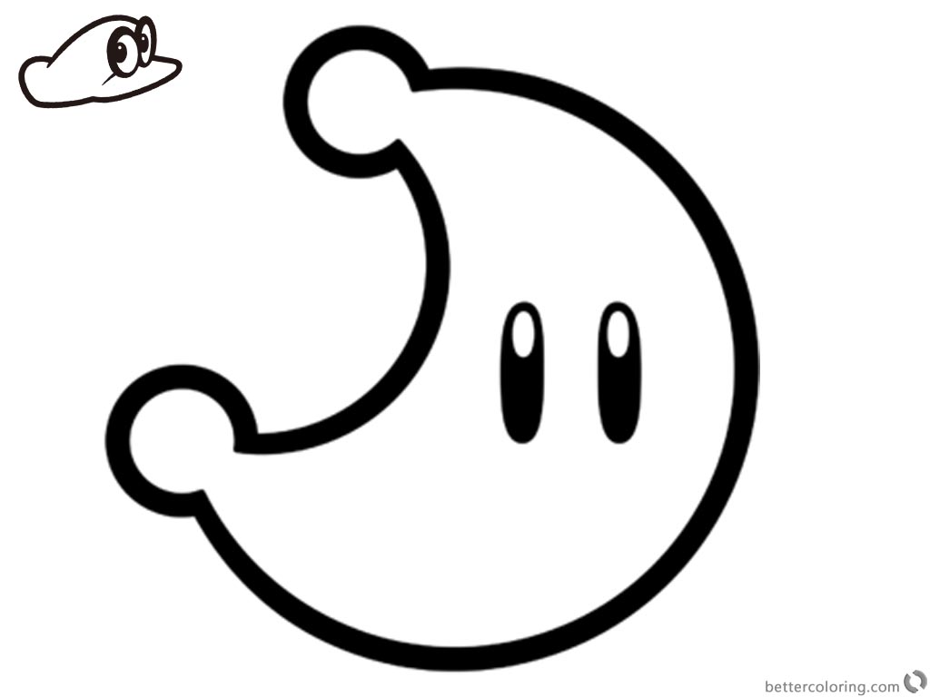 Super Mario Odyssey Coloring Pages Power Moon printable for free