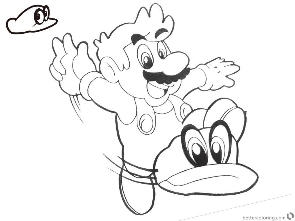 Super Mario Odyssey Coloring Pages Retro style printable for free