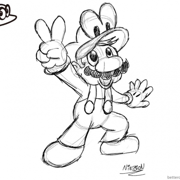Funny Super Mario Odyssey Coloring Pages Clipart - Free Printable