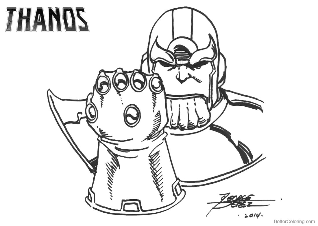 Thanos Infinity Gauntlet Coloring Pages Drawing by George Perez - Free
