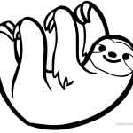 Two Toed Sloth Coloring Pages Simple Line Drawing