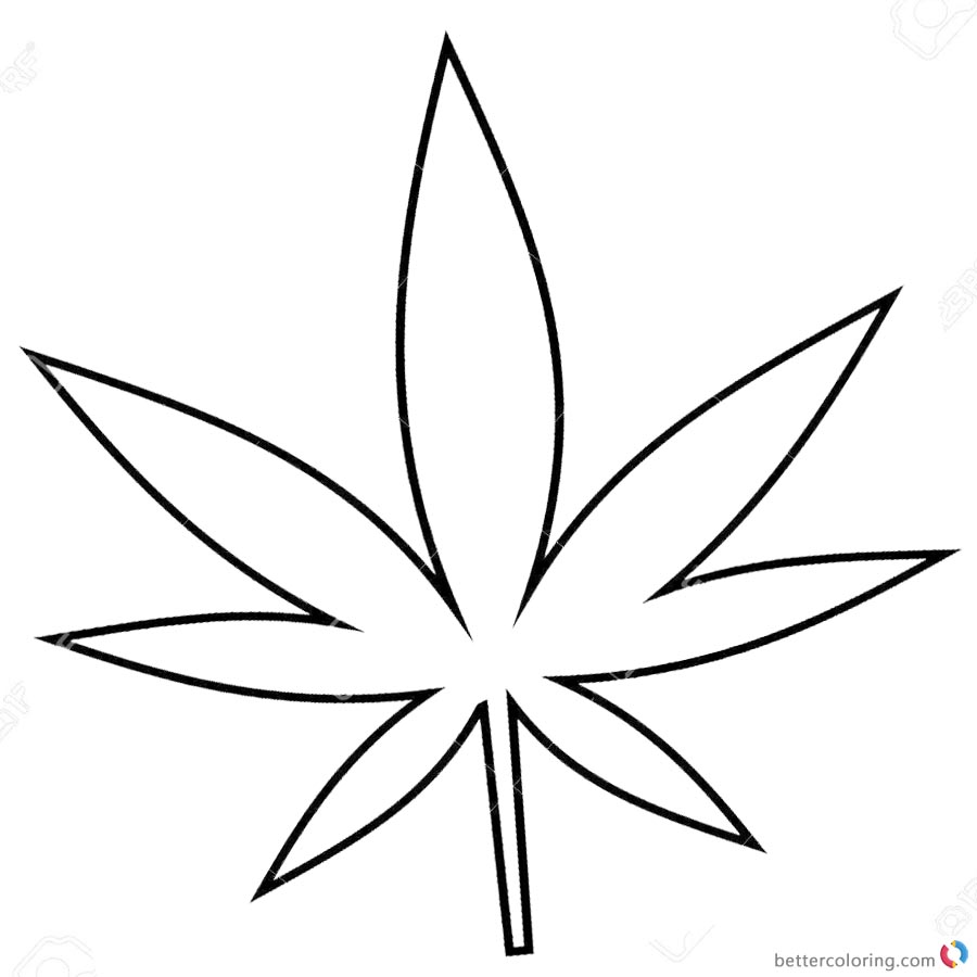 Weed Coloring Pages Cannabis Leaf Line Art printable for free