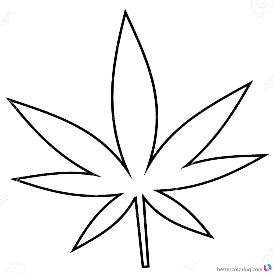 Weed Coloring Pages Cannabis Leaf Line Art - Free Printable Coloring Pages