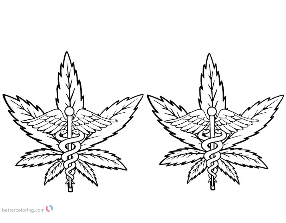 Weed Coloring Pages Cannabis with Pot - Free Printable Coloring Pages