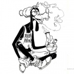 Weed Coloring Pages Disney Goofy High on Weed