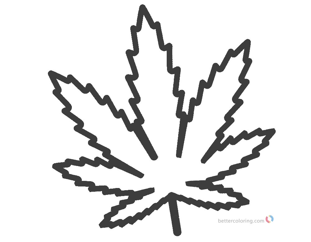 Weed Coloring Pages Marijuana Leaf Linear Drawing printable for free