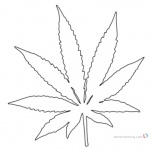 Weed Coloring Pages Pot Leaf White and Black