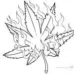 Weed Coloring Pages Pot Leaf with Fire