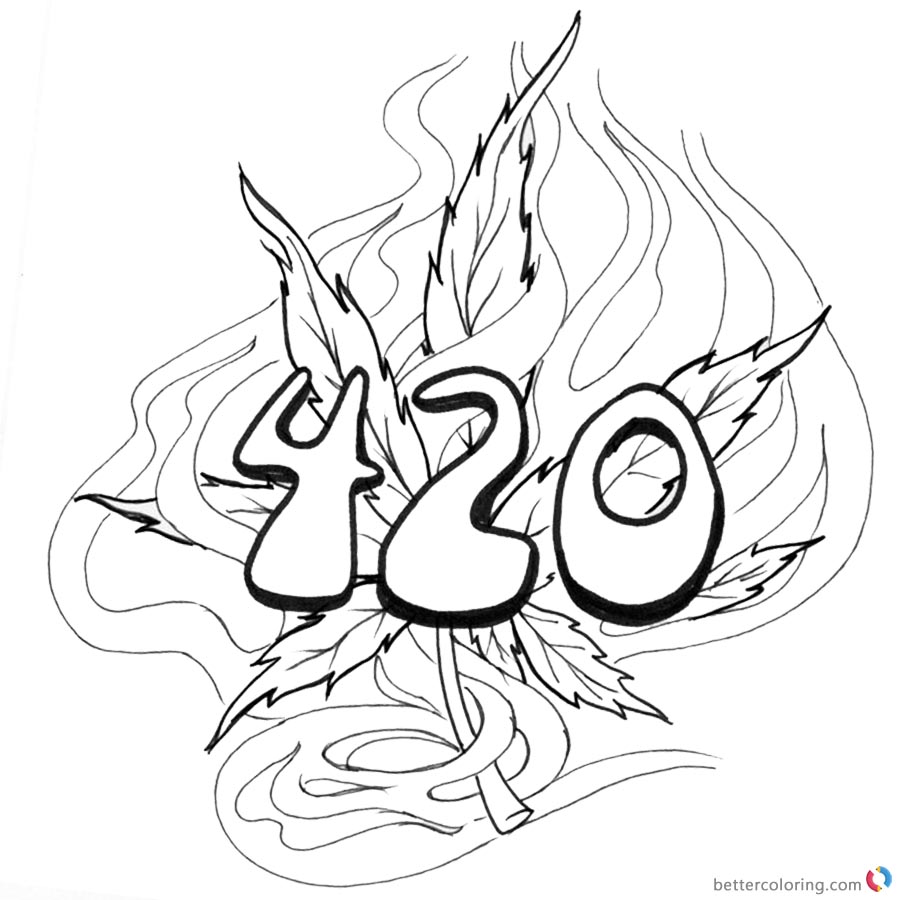 Weed Coloring Pages Embroidery Trippy Stoner Drawings Free Printable 