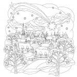 Adult Coloring Pages of Christmas Little Town