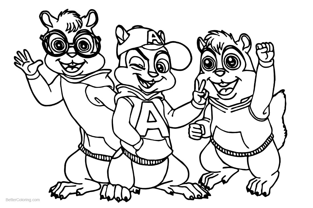 Alvin and The Chipmunks Coloring Pages Alvin Simon And Theodore printable for free
