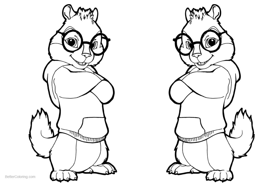 Alvin and The Chipmunks Coloring Pages Black and White printable for free