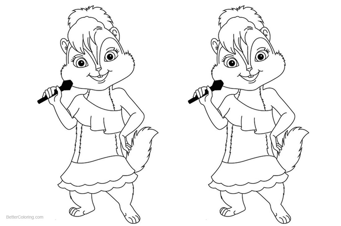 Alvin and The Chipmunks Coloring Pages Line Art printable for free