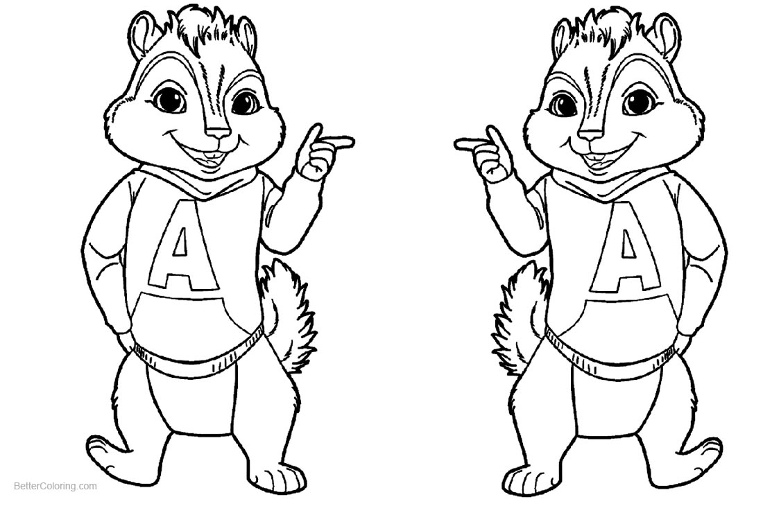 Download Alvin and The Chipmunks Coloring Pages Line Drawing - Free Printable Coloring Pages