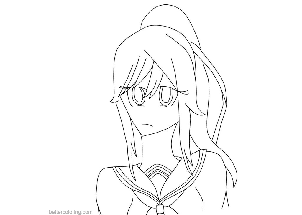 Free Ayano Aishi from Yandere Simulator Coloring Pages printable