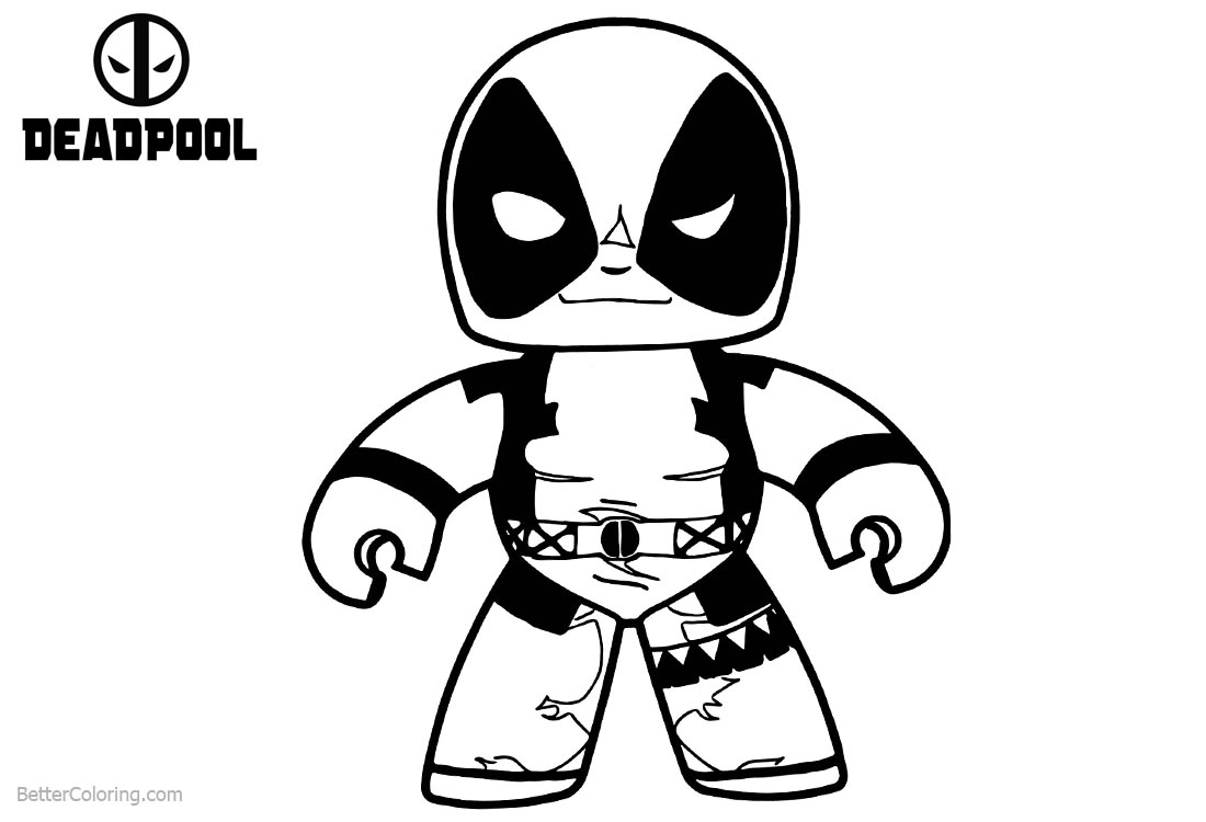 Baby Deadpool Coloring Pages Black and White printable for free