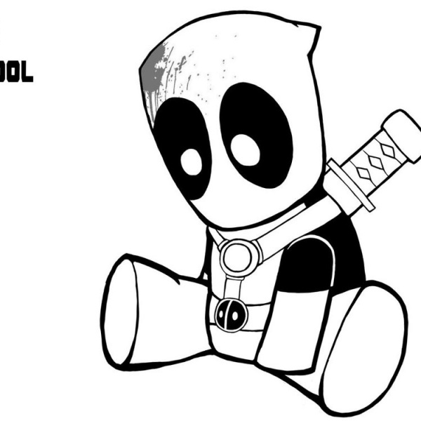 Deadpool Coloring Pages Baby Deadpool Line Drawing - Free Printable