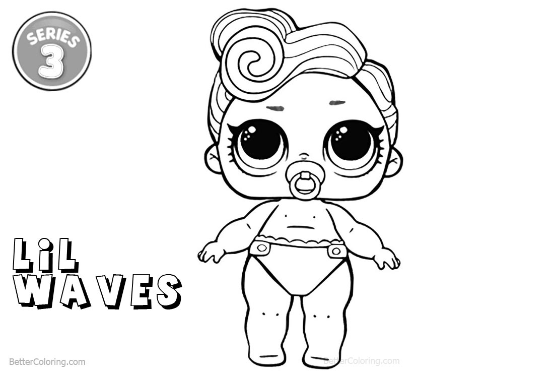 Free Baby LOL Coloring Pages Series 3 Lil Waves printable