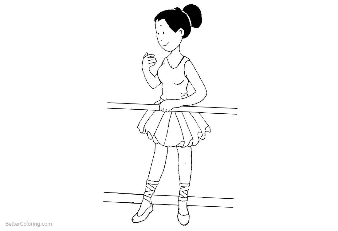 Ballerina Coloring Pages Girl is Training printable for free