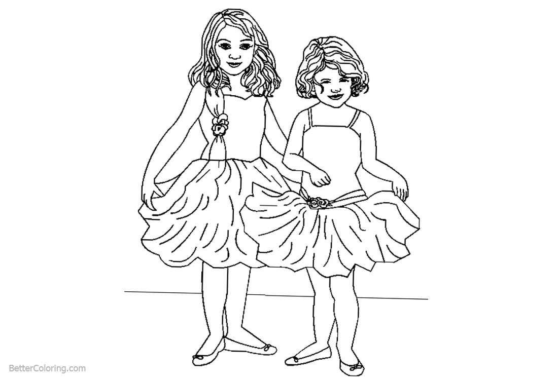 Ballet Coloring Pages Two Girls on Ballet Clss printable for free