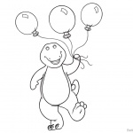 Barney Coloring Pages Balloons