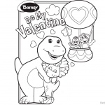 Barney Coloring Pages Be My Valentine