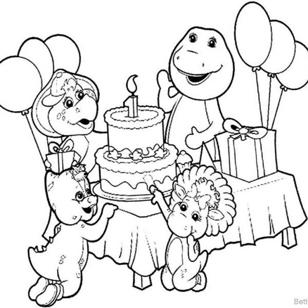 Barney Coloring Pages Happy Birthday Clipart - Free Printable Coloring ...