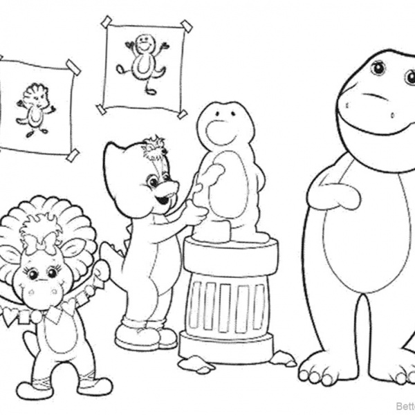 Barney amp Friends Coloring Pages - Barney Coloring Pages Black And White 600x600 