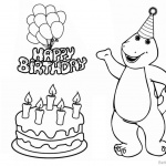 Barney Coloring Pages Happy Birthday Clipart